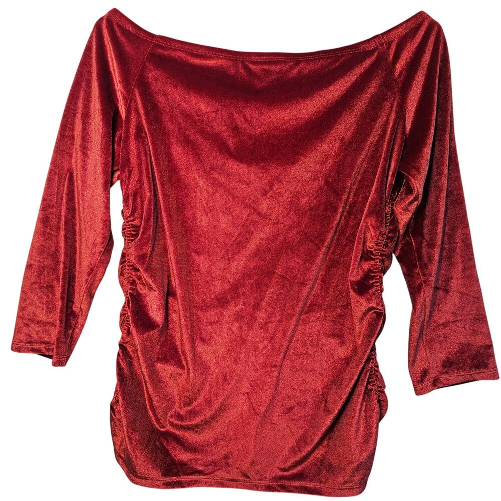 Torrid Red Velvet Cinched Sides Draped Top Size 0 Large NWT Chic Sexy Minimalist - Picture 2 of 7